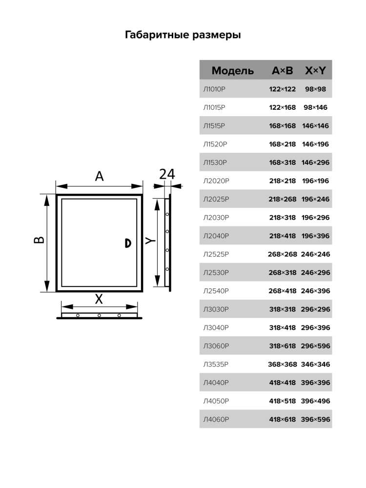 Люк ревизионный ЛР фланец 246х246 ручка 268х268 пластик EVECS