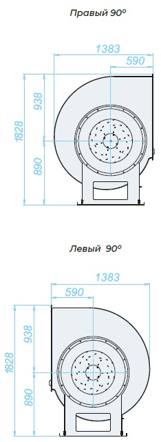 Аэродинамические характеристики, габаритно-присоединительные размеры — Вентилятор радиальный SVR 9 DU